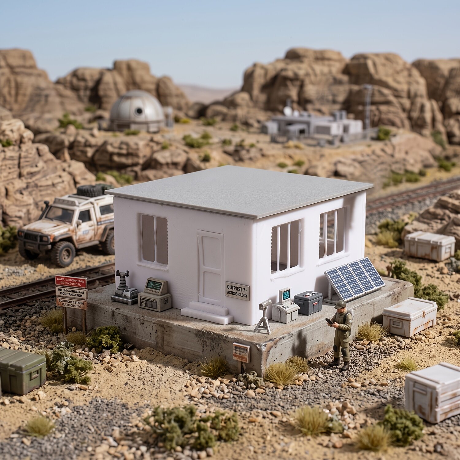 3D Printing Room - 1:87 Miniaturowa budka kolejowa/stacja do sceny