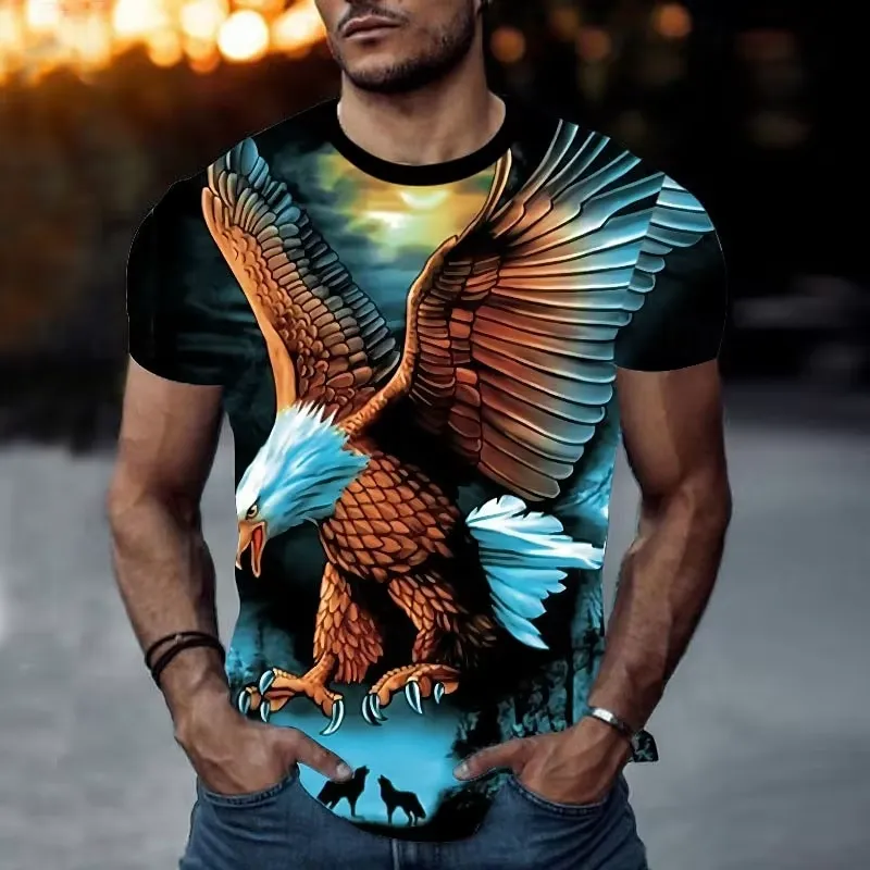 3D Printing Eagle - Męska koszulka z nadrukiem kolorowego orła